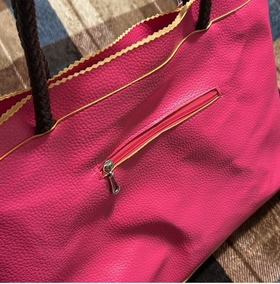 Vibrant Pink Tote with Floral Charms - Picture 7 of 16